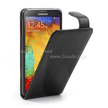 Glossy Leather Flip Case for Samsung Galaxy Note 3 N9000 N9002 N9005 - Black