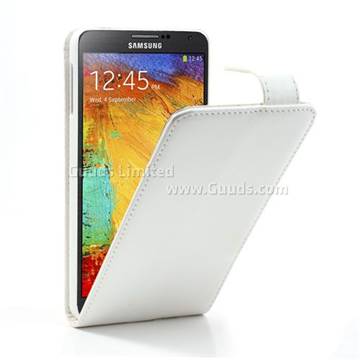 Glossy Leather Flip Case for Samsung Galaxy Note 3 N9000 N9002 N9005 - White