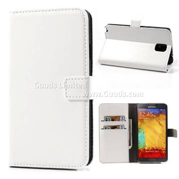 Crazy Horse PU Leather Wallet Case for Samsung Galaxy Note 3 N9000 N9002 N9005 - White