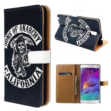 Black Skull Leather Wallet Case for Samsung Galaxy Note 3 N9000 N9005