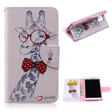Glasses Giraffe Leather Wallet Case for Samsung Galaxy Note 3 N9000 N9005