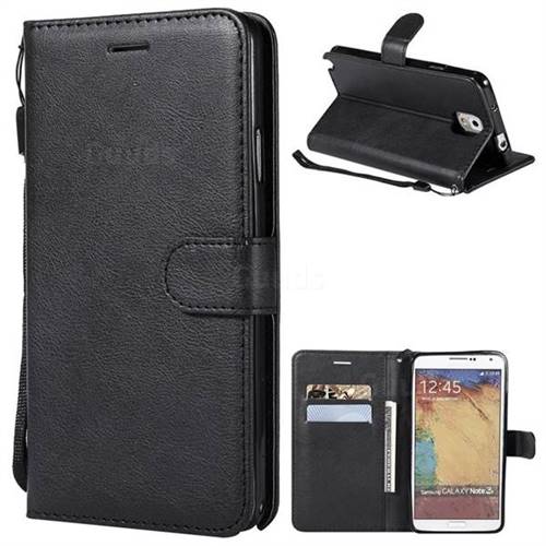 Retro Greek Classic Smooth PU Leather Wallet Phone Case for Samsung Galaxy Note 3 N900 - Black