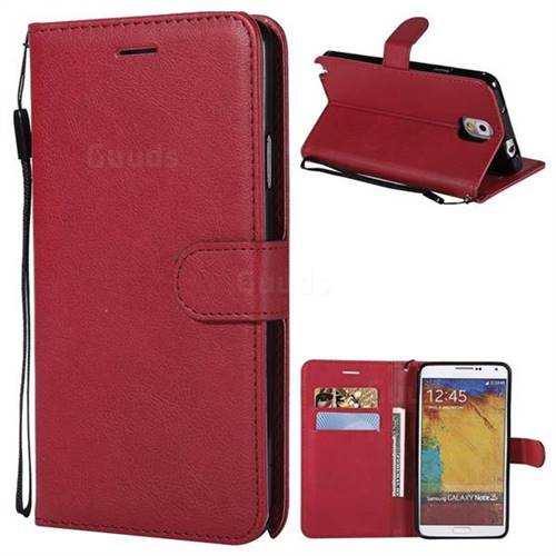 Retro Greek Classic Smooth PU Leather Wallet Phone Case for Samsung Galaxy Note 3 N900 - Red
