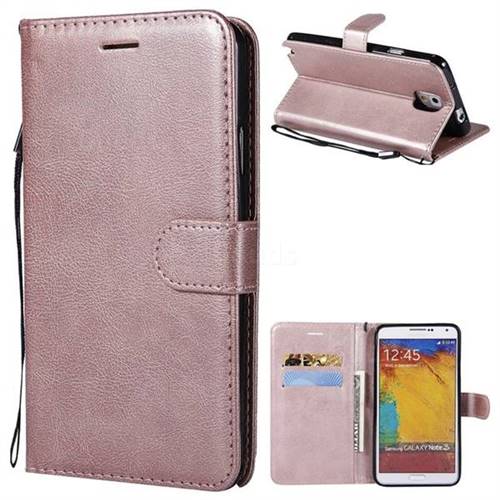 Retro Greek Classic Smooth PU Leather Wallet Phone Case for Samsung Galaxy Note 3 N900 - Rose Gold
