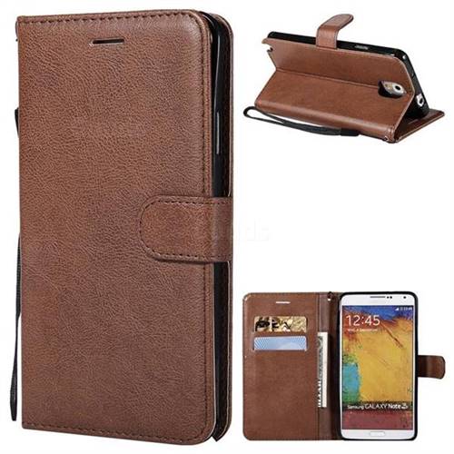 Retro Greek Classic Smooth PU Leather Wallet Phone Case for Samsung Galaxy Note 3 N900 - Brown
