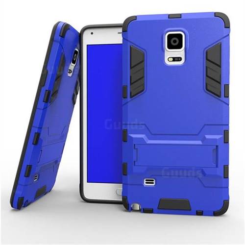 Armor Premium Tactical Grip Kickstand Shockproof Dual Layer Rugged Hard Cover for Samsung Galaxy Note 4 - Light Blue
