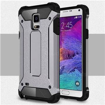King Kong Armor Premium Shockproof Dual Layer Rugged Hard Cover for Samsung Galaxy Note 4 - Silver Grey