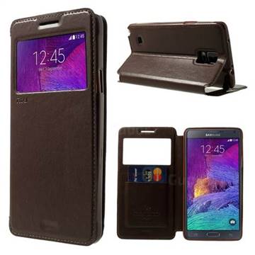Roar Korea Noble View Leather Flip Cover for Samsung Galaxy Note 4 N910 - Brown