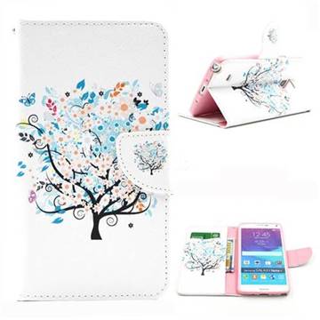 Colorful Tree Leather Wallet Case for Samsung Galaxy Note 4 N910
