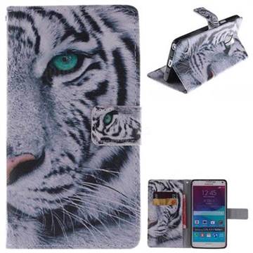 White Tiger PU Leather Wallet Case for Samsung Galaxy Note4