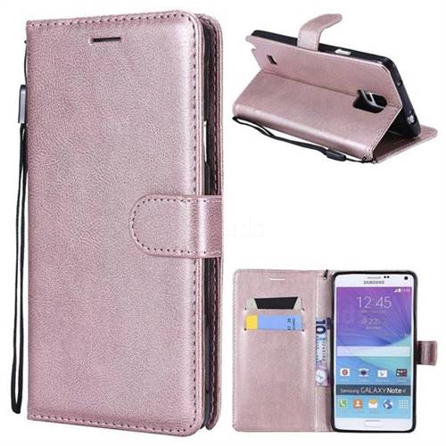Retro Greek Classic Smooth PU Leather Wallet Phone Case for Samsung Galaxy Note 4 - Rose Gold