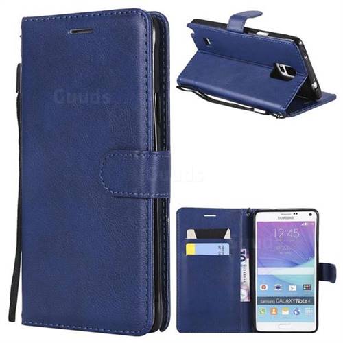 Retro Greek Classic Smooth PU Leather Wallet Phone Case for Samsung Galaxy Note 4 - Blue