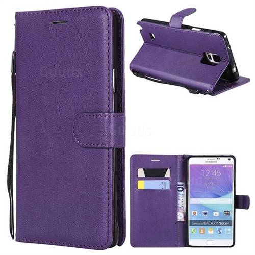 Retro Greek Classic Smooth PU Leather Wallet Phone Case for Samsung Galaxy Note 4 - Purple