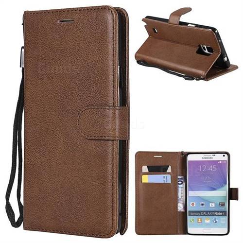 Retro Greek Classic Smooth PU Leather Wallet Phone Case for Samsung Galaxy Note 4 - Brown