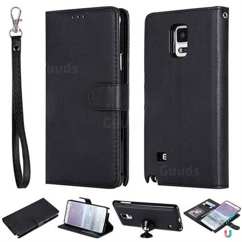 Retro Greek Detachable Magnetic PU Leather Wallet Phone Case for Samsung Galaxy Note 4 - Black