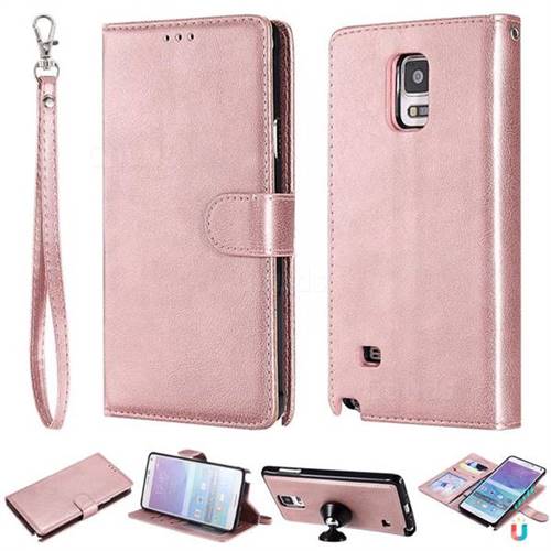 Retro Greek Detachable Magnetic PU Leather Wallet Phone Case for Samsung Galaxy Note 4 - Rose Gold