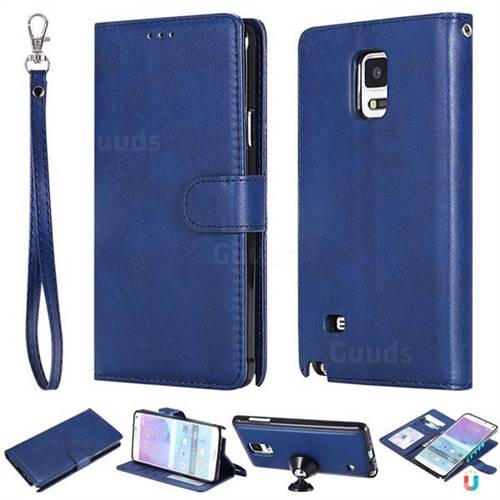 Retro Greek Detachable Magnetic PU Leather Wallet Phone Case for Samsung Galaxy Note 4 - Blue