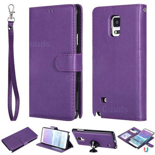 Retro Greek Detachable Magnetic PU Leather Wallet Phone Case for Samsung Galaxy Note 4 - Purple