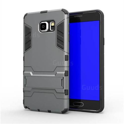 Armor Premium Tactical Grip Kickstand Shockproof Dual Layer Rugged Hard Cover for Samsung Galaxy Note 5 - Gray