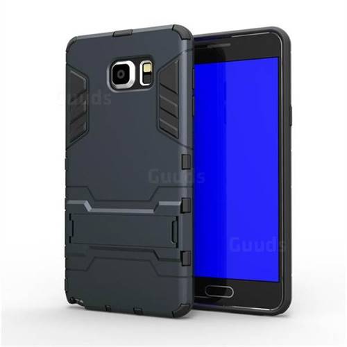 Armor Premium Tactical Grip Kickstand Shockproof Dual Layer Rugged Hard Cover for Samsung Galaxy Note 5 - Navy
