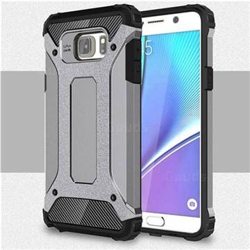 King Kong Armor Premium Shockproof Dual Layer Rugged Hard Cover for Samsung Galaxy Note 5 - Silver Grey
