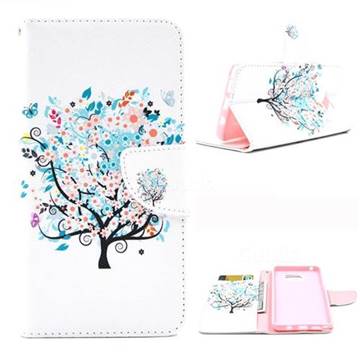 Colorful Tree Leather Wallet Case for Samsung Galaxy Note 5