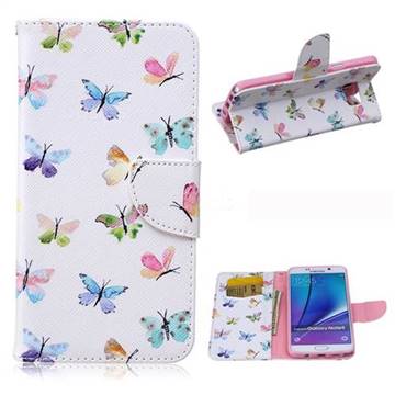 Colored Butterflies Leather Wallet Case for Samsung Galaxy Note 5