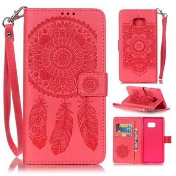 Embossing Campanula Flower Leather Wallet Case for Samsung Galaxy Note 7 - Rose