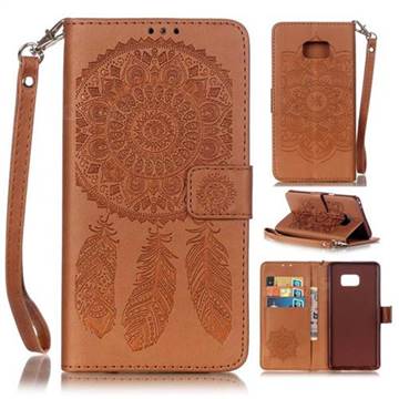 Embossing Campanula Flower Leather Wallet Case for Samsung Galaxy Note 7 - Brown