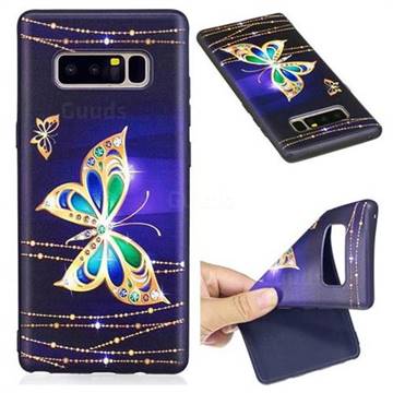 Golden Shining Butterfly 3D Embossed Relief Black Soft Back Cover for Samsung Galaxy Note 8