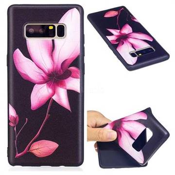 Lotus Flower 3D Embossed Relief Black Soft Back Cover for Samsung Galaxy Note 8