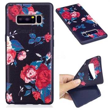 Safflower 3D Embossed Relief Black Soft Back Cover for Samsung Galaxy Note 8
