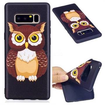 Big Owl 3D Embossed Relief Black Soft Back Cover for Samsung Galaxy Note 8