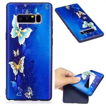 Golden Butterflies 3D Embossed Relief Black Soft Back Cover for Samsung Galaxy Note 8