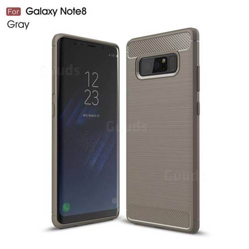 Luxury Carbon Fiber Brushed Wire Drawing Silicone TPU Back Cover for Samsung Galaxy Note 8 (Gray)