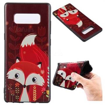 Red Fox 3D Embossed Relief Black TPU Back Cover for Samsung Galaxy Note 8