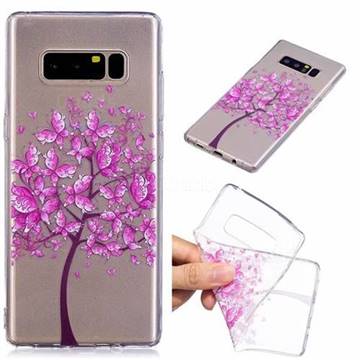Pink Butterfly Tree Super Clear Soft TPU Back Cover for Samsung Galaxy Note 8