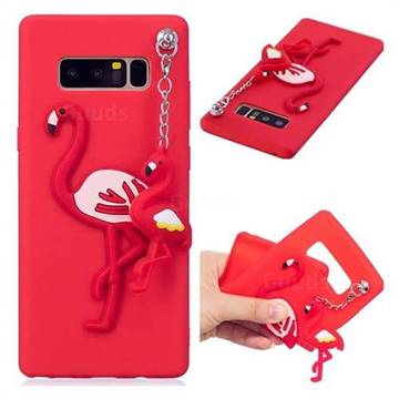 Flamingo Pendant Soft 3D Silicone Case for Samsung Galaxy Note 8 - Red