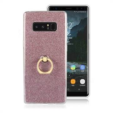 Luxury Soft TPU Glitter Back Ring Cover with 360 Rotate Finger Holder Buckle for Samsung Galaxy Note 8 - Pink