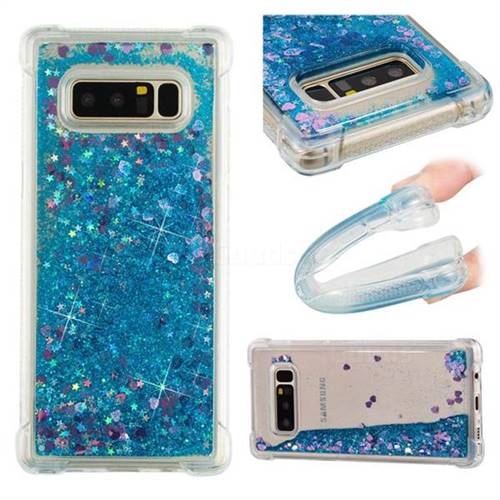 Dynamic Liquid Glitter Sand Quicksand TPU Case for Samsung Galaxy Note 8 - Blue Love Heart