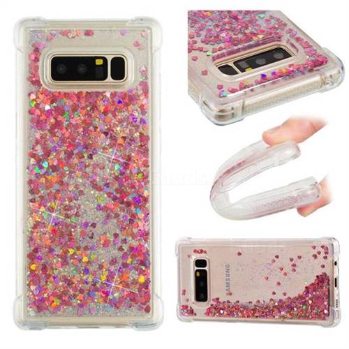 Dynamic Liquid Glitter Sand Quicksand TPU Case for Samsung Galaxy Note 8 - Rose Gold Love Heart