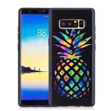 Colorful Pineapple 3D Embossed Relief Black Soft Back Cover for Samsung Galaxy Note 8