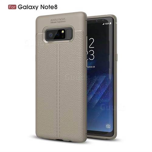Luxury Auto Focus Litchi Texture Silicone TPU Back Cover for Samsung Galaxy Note 8 - Gray