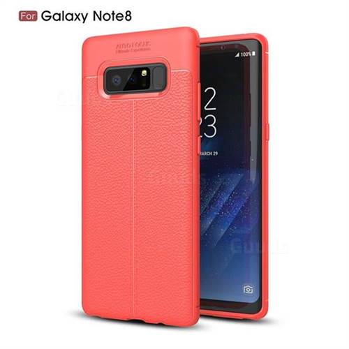 Luxury Auto Focus Litchi Texture Silicone TPU Back Cover for Samsung Galaxy Note 8 - Red