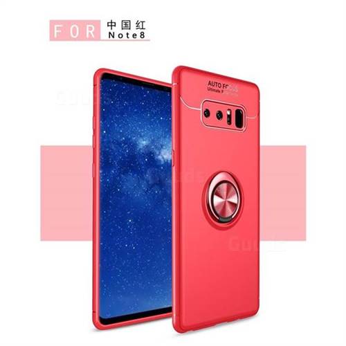 Auto Focus Invisible Ring Holder Soft Phone Case for Samsung Galaxy Note 8 - Red