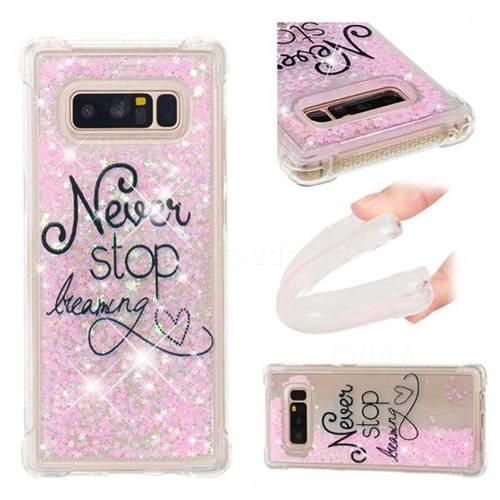 Never Stop Dreaming Dynamic Liquid Glitter Sand Quicksand Star TPU Case for Samsung Galaxy Note 8