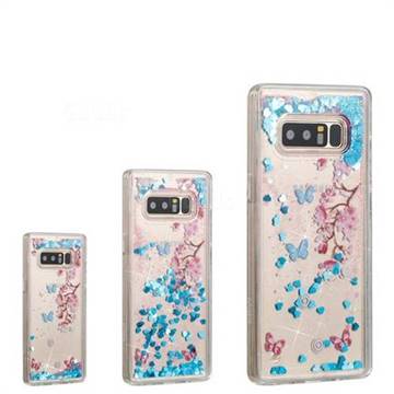 Blue Plum Blossom Dynamic Liquid Glitter Quicksand Soft TPU Case for Samsung Galaxy Note 8