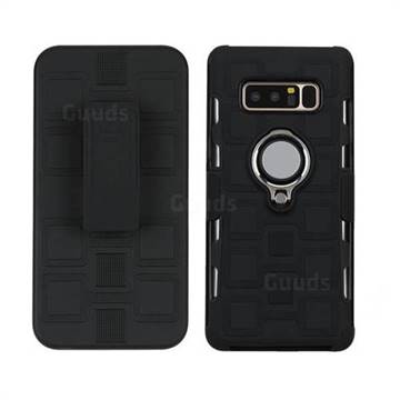 3 in 1 PC + Silicone Leather Phone Case for Samsung Galaxy Note 8 - Black