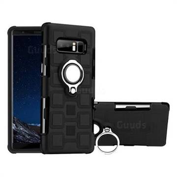 Ice Cube Shockproof PC + Silicon Invisible Ring Holder Phone Case for Samsung Galaxy Note 8 - Black