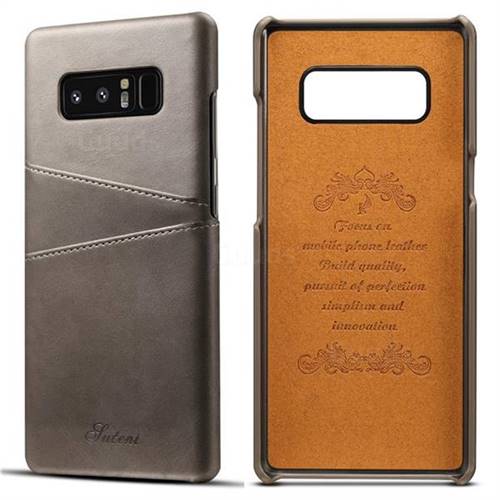 Suteni Retro Classic Card Slots Calf Leather Coated Back Cover for Samsung Galaxy Note 8 - Gray
